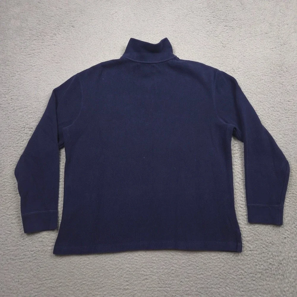 Polo Ralph Lauren Quarter Zip Pullover Men L 100% Cotton Navy Red Pony
